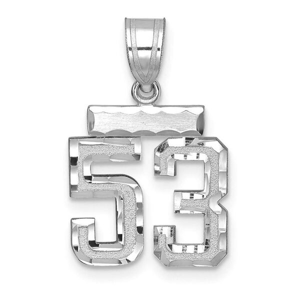 14k White Gold, Varsity Collection, Small D/C Pendant, Number 53 - Picture 1 of 3
